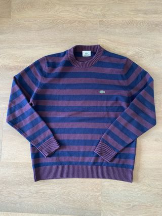 Jersey Lacoste Rayas Azul y Morado talla L
