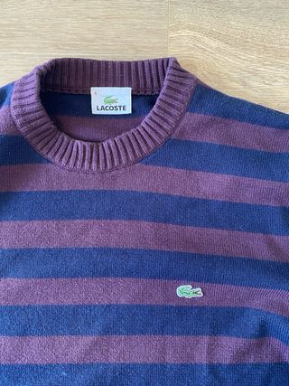 Jersey Lacoste Rayas Azul y Morado talla L