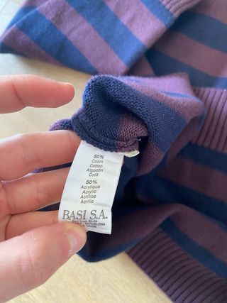 Jersey Lacoste Rayas Azul y Morado talla L