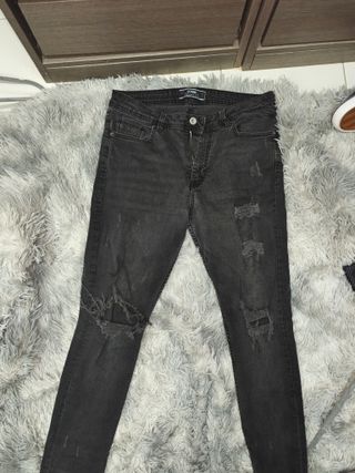 Vaqueros Rotos Negros Hombre Talla 42