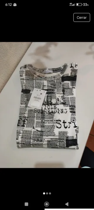 Top Bershka M Newspaper Print