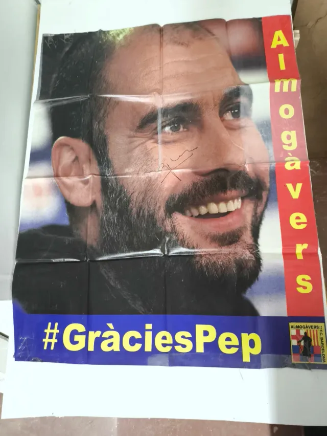 Póster Pep Guardiola con firma original