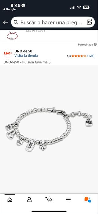 Pulsera UNO de 50 plata