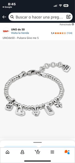 Pulsera UNO de 50 plata