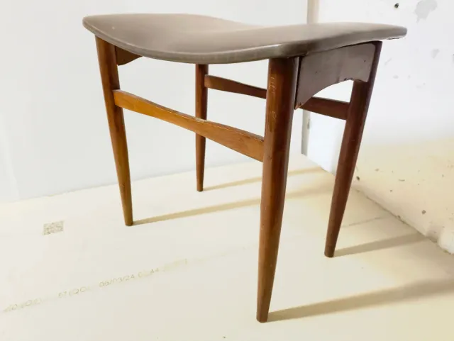 Banqueta Mid Century Polipiel y Madera