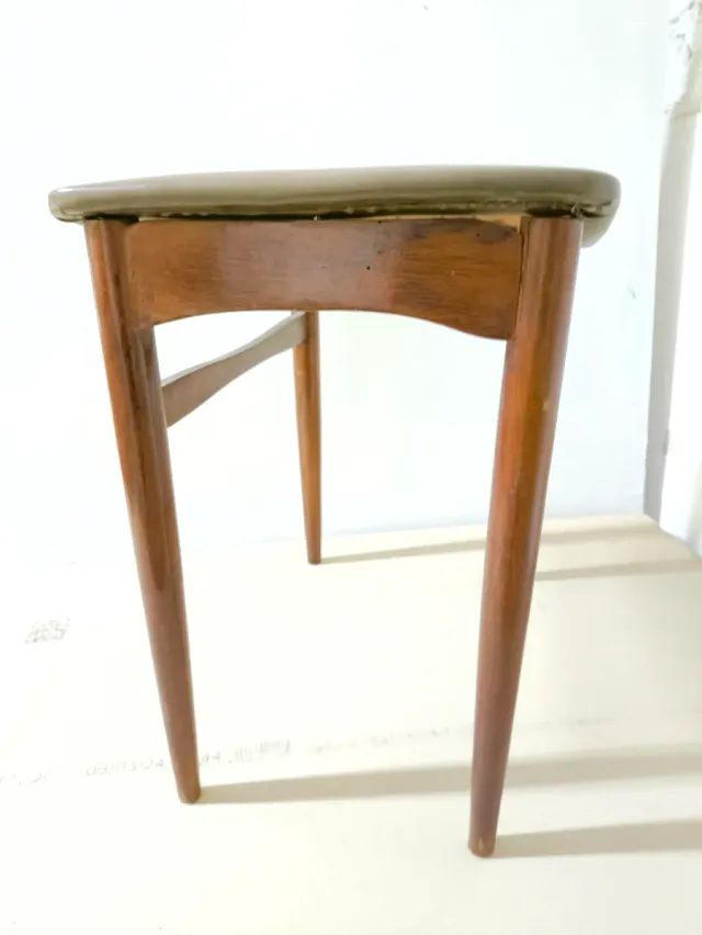 Banqueta Mid Century Polipiel y Madera