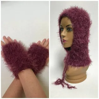 Set passamontagna e guanti effetto pelliccetta
