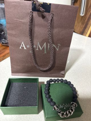 Pulsera Amén Ancla Volcánica Negra Plata