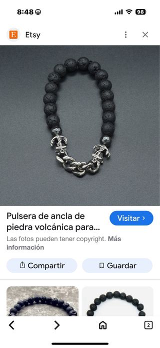 Pulsera Amén Ancla Volcánica Negra Plata