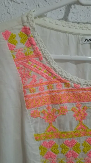 Blusa Natura bordada multicolor talla L