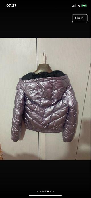 Piumino bomber Benetton rosa/argento