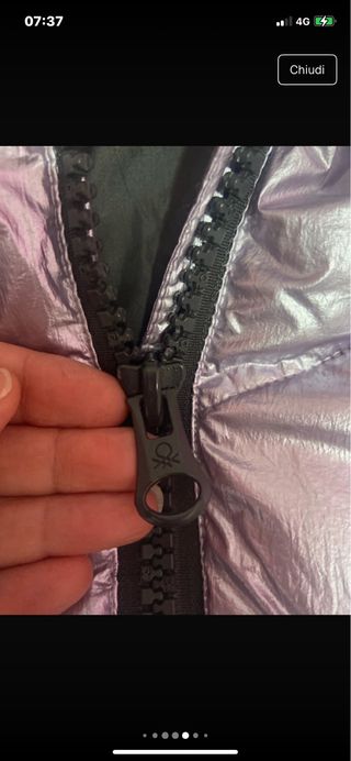 Piumino bomber Benetton rosa/argento