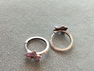 Pendientes aro flor lila plata de ley