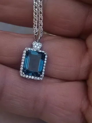 Colgante plata Topacio London Blue