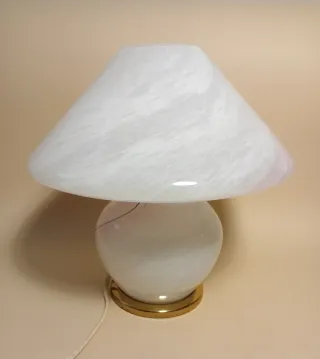 LAMPADA Murano FUNGO vetro BIANCO Strisce ROSA NER