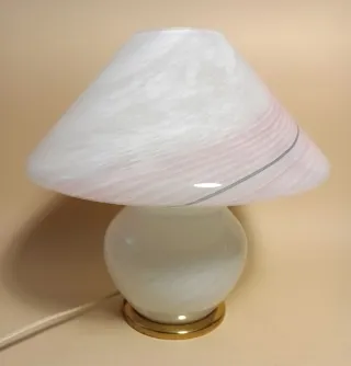 LAMPADA Murano FUNGO vetro BIANCO Strisce ROSA NER