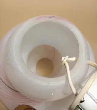 LAMPADA Murano FUNGO vetro BIANCO Strisce ROSA NER