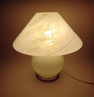 LAMPADA Murano FUNGO vetro BIANCO Strisce ROSA NER