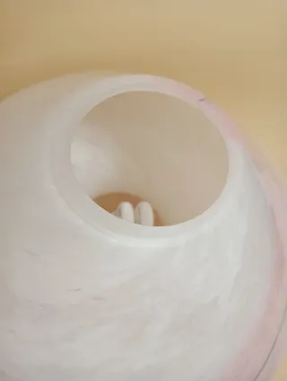 LAMPADA Murano FUNGO vetro BIANCO Strisce ROSA NER