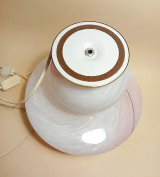 LAMPADA Murano FUNGO vetro BIANCO Strisce ROSA NER