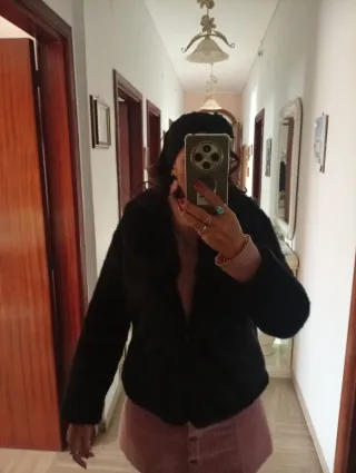 Giacca pelliccia ecologica nera