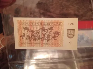 1 Talonas Lituano Billete Antiguo Pájaros