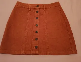 Falda mini pana marrón/naranja