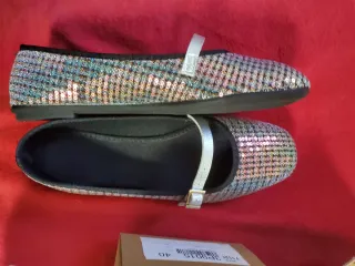 Zapatos fiesta manoletina lentejuelas talla 40