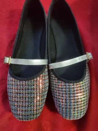 Zapatos fiesta manoletina lentejuelas talla 40