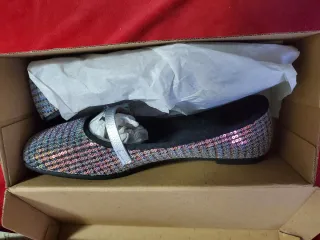 Zapatos fiesta manoletina lentejuelas talla 40