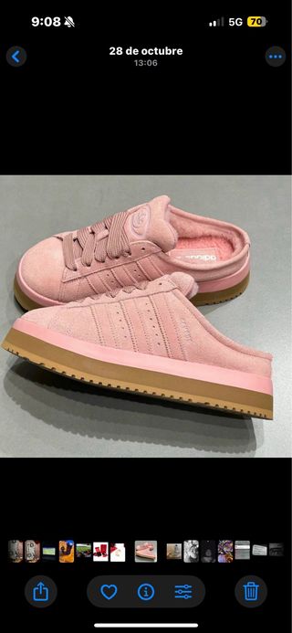 Zuecos Adidas Campus con pelo borrego rosa