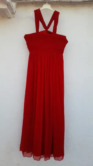 Vestido largo rojo Mango Talla XS