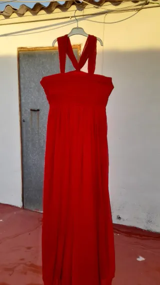 Vestido largo rojo Mango Talla XS