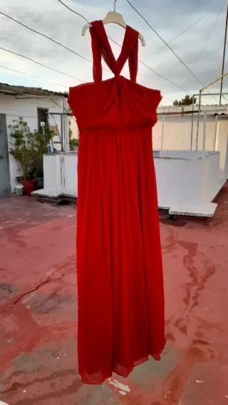 Vestido largo rojo Mango Talla XS