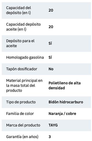 Bidón polietileno TAYG 20L