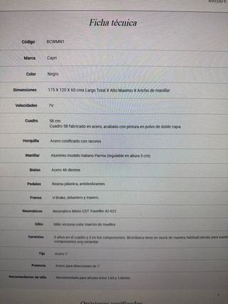 Bicicleta Urbana Capri Negra Talla Grande