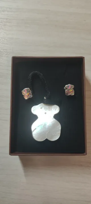 Conjunto Tous:Pendientes y Colgante Oso Multicolor
