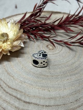 Charm Corazon Huella Negra