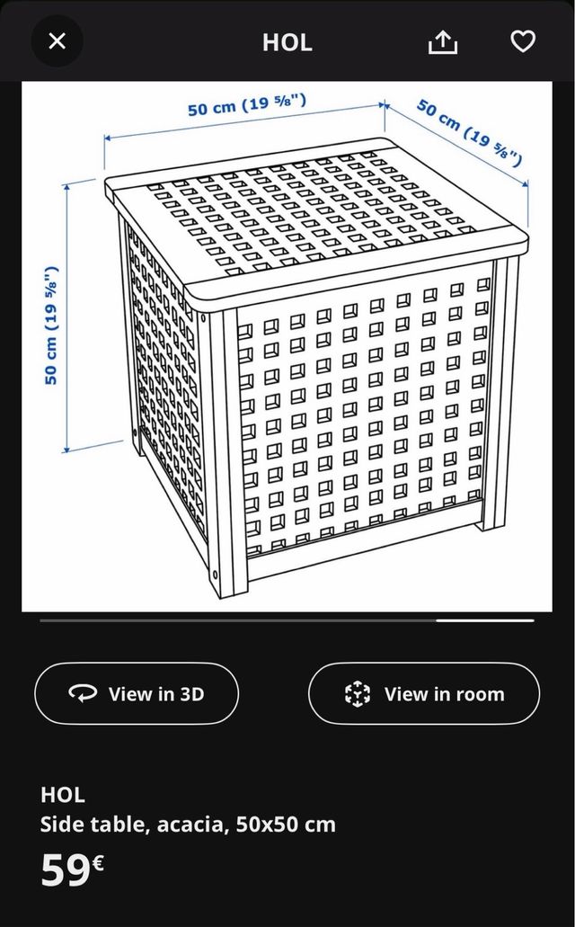 Tavolo ausiliario IKEA HOL in acacia
