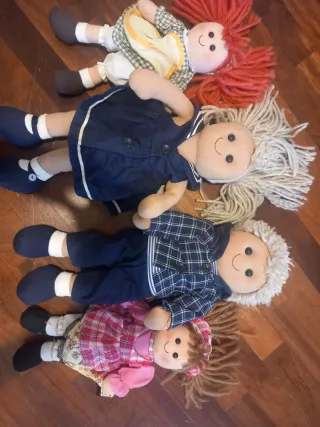 Set 4 bambole di pezza vintage anni 80' famiglia