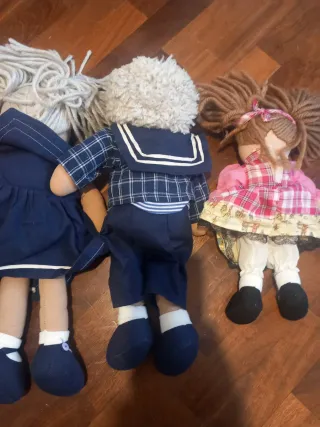 Set 4 bambole di pezza vintage anni 80' famiglia