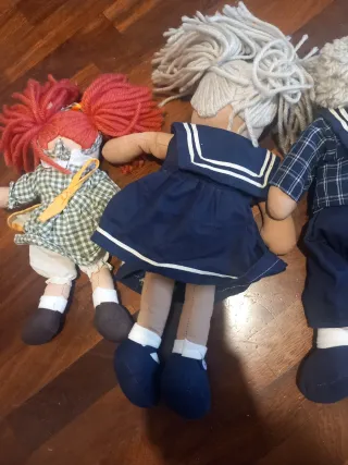 Set 4 bambole di pezza vintage anni 80' famiglia