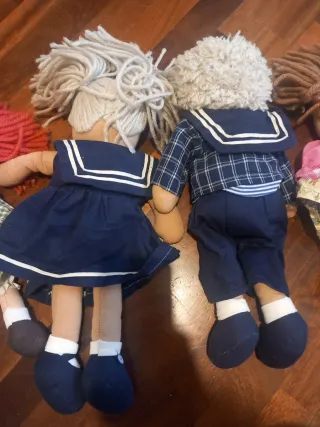 Set 4 bambole di pezza vintage anni 80' famiglia