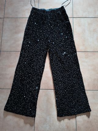 Pantaloni palazzo con paillettes