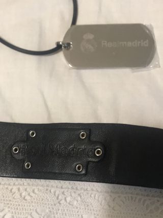 Pulsera Real Madrid cuero y chapa colgar Sin Estre