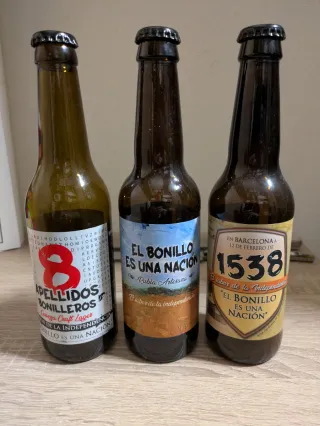 3 bottiglie vuote di birra Collezione El Bonillo