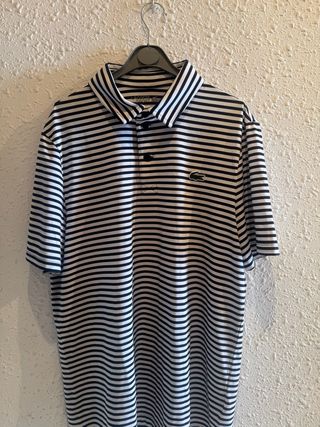 Polo Lacoste Rayas Blanco y Negro