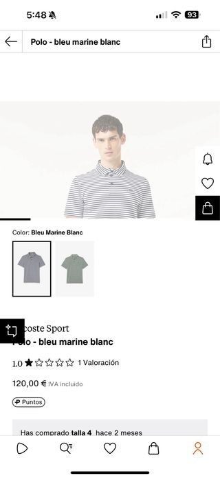 Polo Lacoste Rayas Blanco y Negro