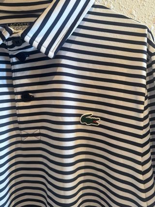 Polo Lacoste Rayas Blanco y Negro
