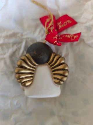 Addobbo Angelo Ceramica Cuore Rosso Oro